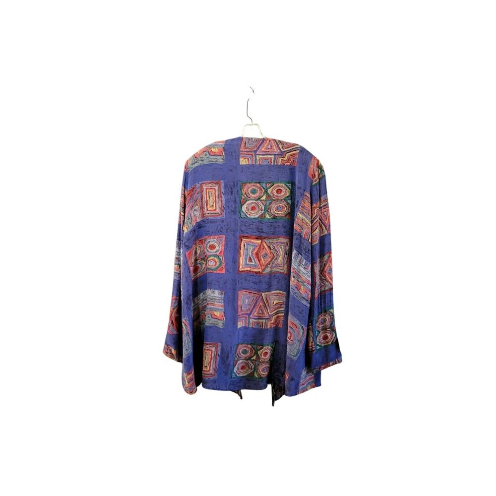 Christina James New York Vintage Open Front Multicolor Abstract Lightweight Kimo - Picture 2 of 5